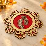 Red lotus frame Charan Padika diagonal view