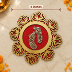 Red lotus frame Charan Padika 8 inch measurement