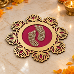 Magenta lotus frame Charan Padika diagonal view