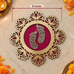 Magenta lotus frame Charan Padika 8 inch measurement