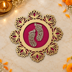 Magenta lotus frame Charan Padika overhead view