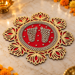 Red lotus kundan Charan Padika diagonal view