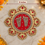 Red lotus kundan Charan Padika 8 inch measurement