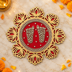 Red lotus kundan Charan Padika overhead view