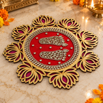 Magenta lotus kundan Charan Padika diagonal view