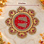 Magenta lotus kundan Charan Padika 8 inch measurement