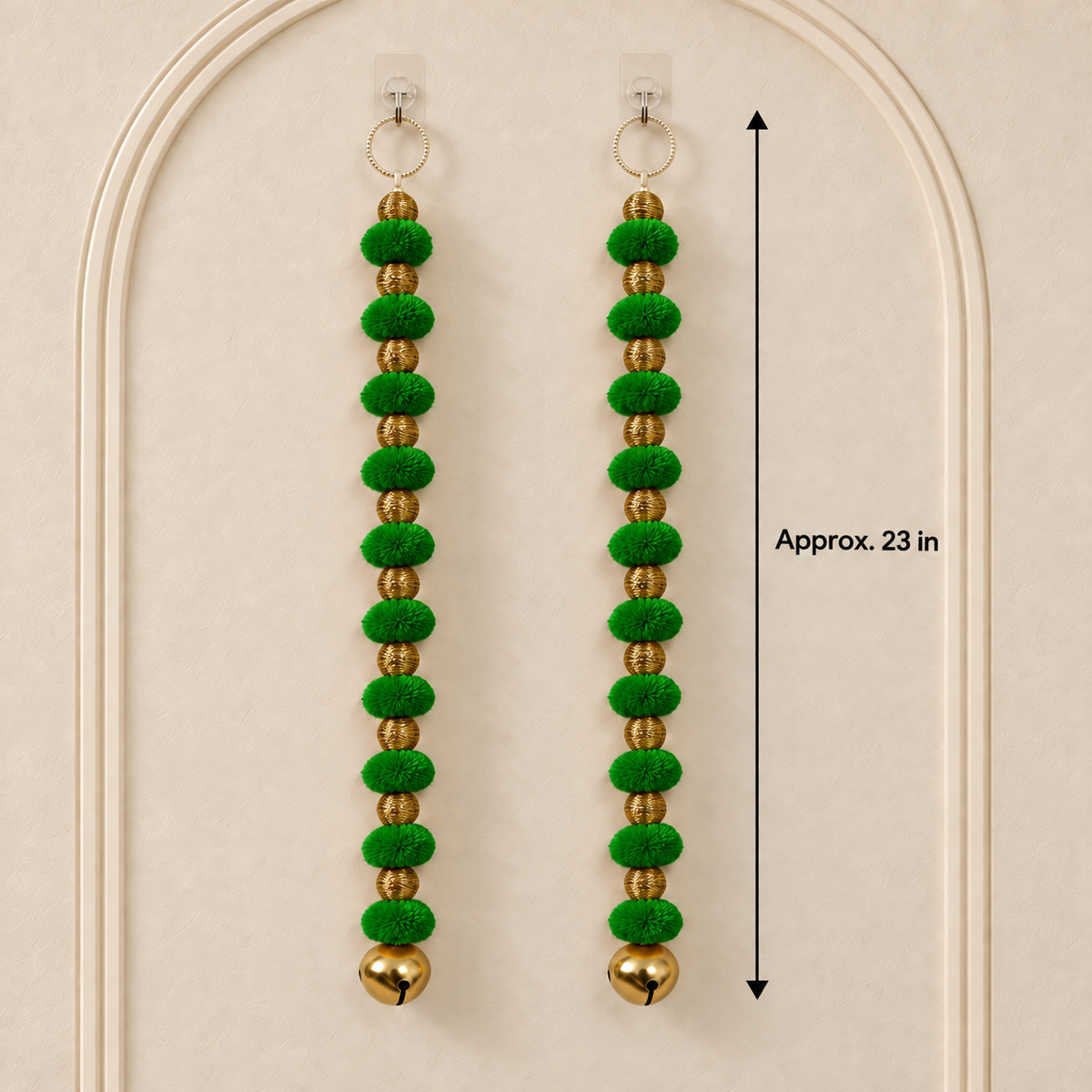 Green Pom-Pom Bell Hanging - Pair of 2 - view 2
