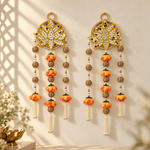 Golden mirror lotus hanging pair, full view