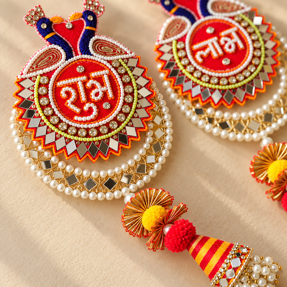 Shubh Labh Mirror Hanging Pair – detail view