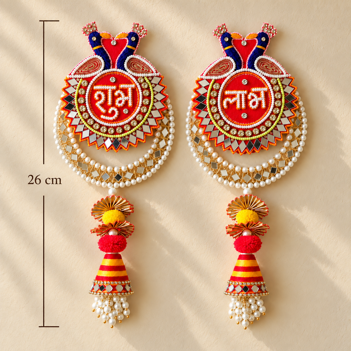 Shubh Labh Mirror Hanging Pair – measurement view