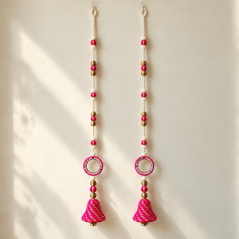 Fuchsia Pearl Bell Hanging Pair – overall view