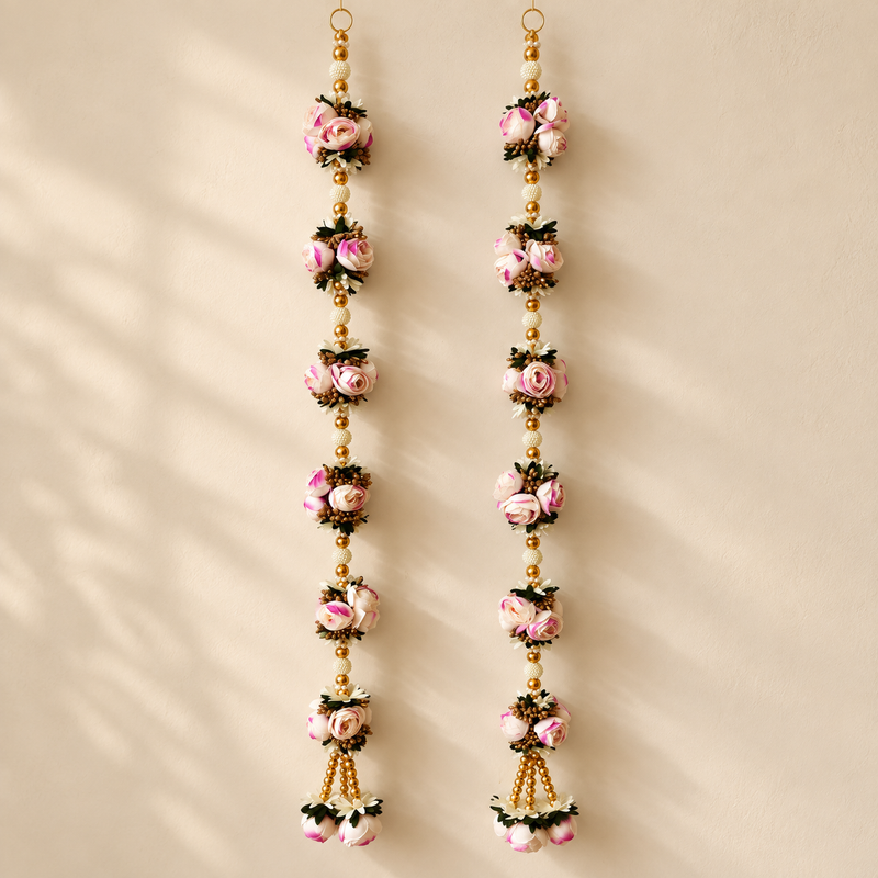 Ivory Rose Pearl Hanging Pair – overall view