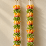Yellow Pink Lotus Hanging Pair – close-up view