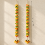 Yellow Pink Lotus Hanging Pair – measurement view