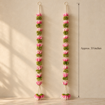 Pink White Lotus Hanging Pair – measurement view
