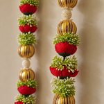 Red Gold Floral Hanging Pair – close-up view