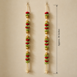 Red Gold Floral Hanging Pair – measurement view
