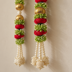 Red Gold Floral Hanging Pair – micro view