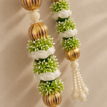 White Gold Floral Hanging Pair – close-up view