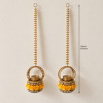 Yellow Rose Antique Gold Diya Hanging Pair – measurement view