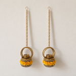 Yellow Rose Antique Gold Diya Hanging Pair – overall view