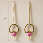Pink Rose Gold Diya Hanging Pair – measurement view