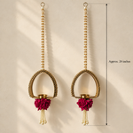 Red Rose Gold Diya Hanging Pair – measurement view