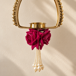 Red Rose Gold Diya Hanging Pair – micro view