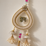 Pearl Gold Shubh Labh Hanging Pair – close-up view