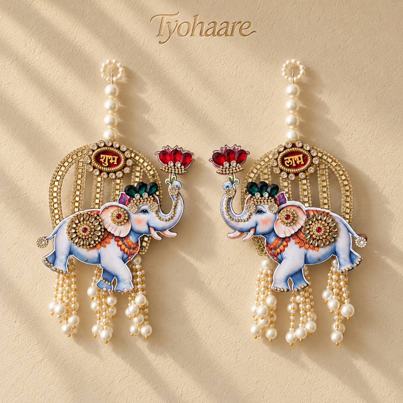 Blue Elephant Shubh Labh Hanging – Pair – view 1
