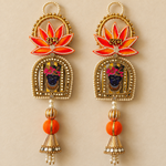 Orange Lotus Shrinathji Shubh Labh Hanging – Pair — close