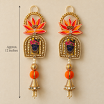 Orange Lotus Shrinathji Shubh Labh Hanging – Pair — measurement