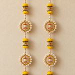 Yellow Rose Cowrie Shell Bell Hanging – Pair of 2 — close