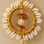 Yellow Rose Cowrie Shell Bell Hanging – Pair of 2 — detail