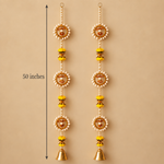 Yellow Rose Cowrie Shell Bell Hanging – Pair of 2 — measurement