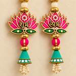 Pink Lotus Shubh Labh Hanging – Pair — close view