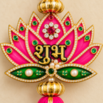 Pink Lotus Shubh Labh Hanging – Pair — detail view