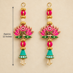 Pink Lotus Shubh Labh Hanging – Pair — measurement view, Approx. 12 inches per hanging