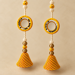 Yellow Mirror Ring Pearl Hanging – Pair — close view