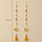 Yellow Mirror Ring Pearl Hanging – Pair — measurement view, 60 inches per hanging