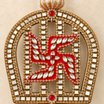 Red Swastik Mirror Arch Hanging – Pair — detail view