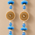 Blue Floral Mirror Pearl Hanging – Pair — close view