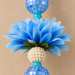 Blue Floral Mirror Pearl Hanging – Pair — detail view