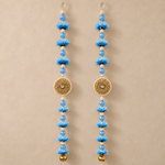 Blue Floral Mirror Pearl Hanging – Pair — main view