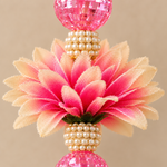 Pink Floral Mirror Pearl Hanging – Pair — detail view