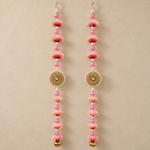 Pink Floral Mirror Pearl Hanging – Pair — main view