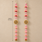 Pink Floral Mirror Pearl Hanging – Pair — measurement view, approx. 35 inches per hanging