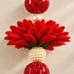 Red Floral Mirror Pearl Hanging – Pair — detail view