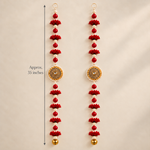 Red Floral Mirror Pearl Hanging – Pair — measurement view, approx. 35 inches per hanging