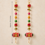 Parrot Dhol Cowrie Hanging – Pair — measurement view, approx. 26 inches per hanging